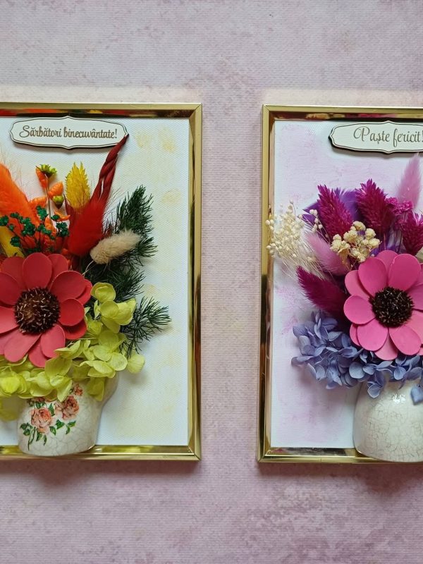 Tablou „Vază cu flori” de Paște, dimensiune A5