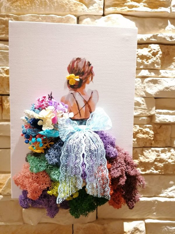 Tablou "Lady" - rama ascunsa, format A4, culorile lichenilor pot sa difere