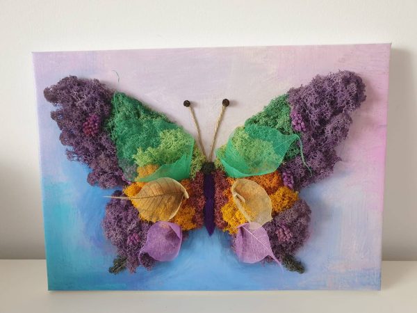 Tablou "Fluture" cu Llcheni stabilizați – Ramă ascunsă (A3)