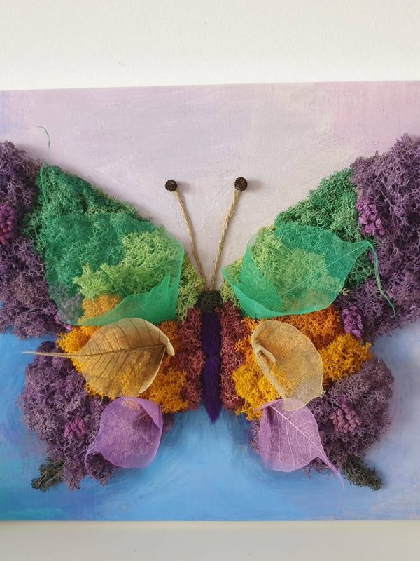 Tablou "Fluture" cu Llcheni stabilizați – Ramă ascunsă (A3)