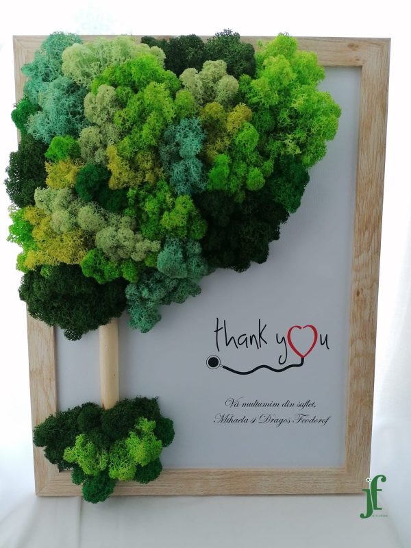 Tablou "Mulțumesc Doamnă / Domn Doctor" – Cadou cu licheni stabilizați (A4)