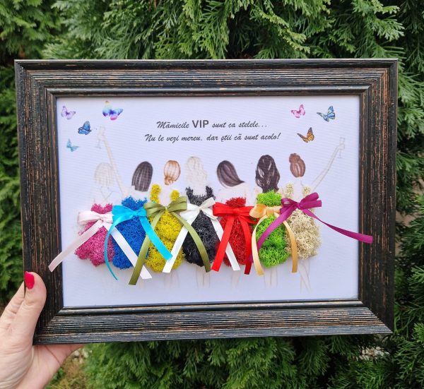 Tablou "Prietene" – Decor cu licheni stabilizați și text personalizat (A4)