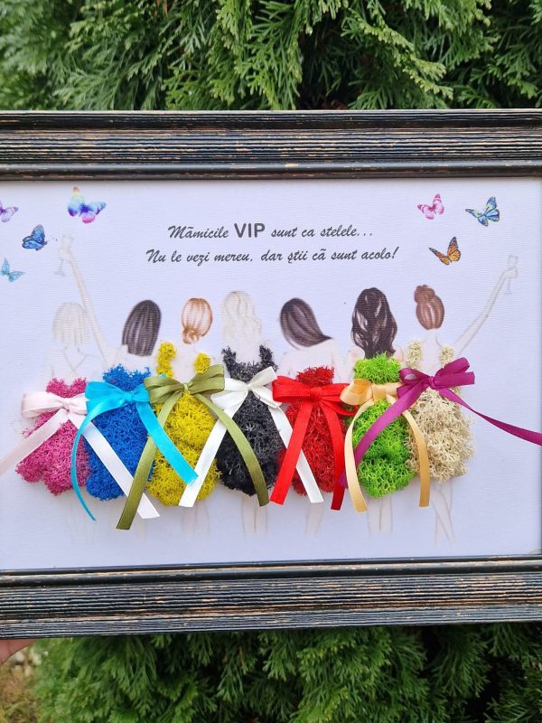 Tablou "Prietene" – Decor cu licheni stabilizați și text personalizat (A4)