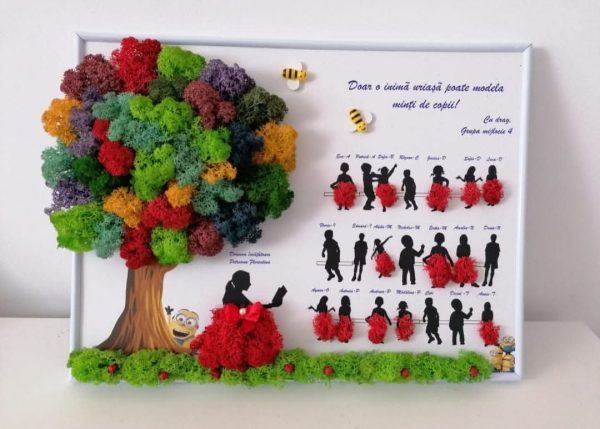 Tablou cadou pentru profesori – Decor cu licheni stabilizați (A3)