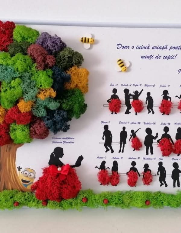 Tablou cadou pentru profesori – Decor cu licheni stabilizați (A3)