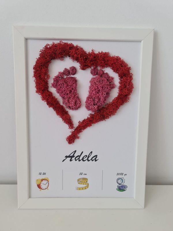 Tablou personalizat cu nume bebelus si datele nașterii (A4)