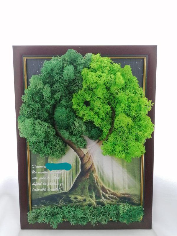 Tablou Copacul Vieții – Decor cu licheni stabilizați (A4)