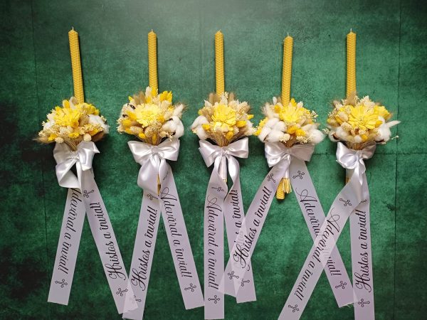 Lumânare de Înviere „Rază de soare” – Ceară naturală de albine, ideală pentru copii și împărtășanie