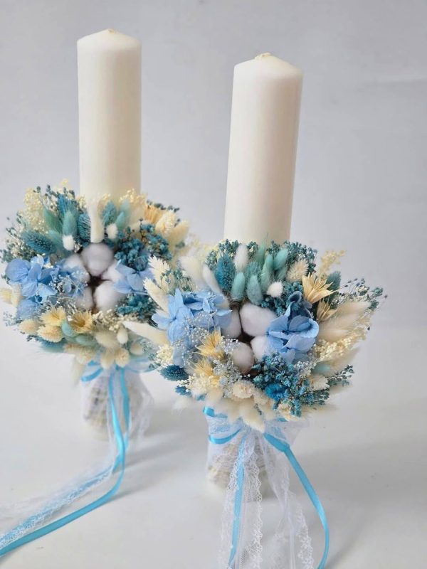 Lumanari nunta in nuante de bleu