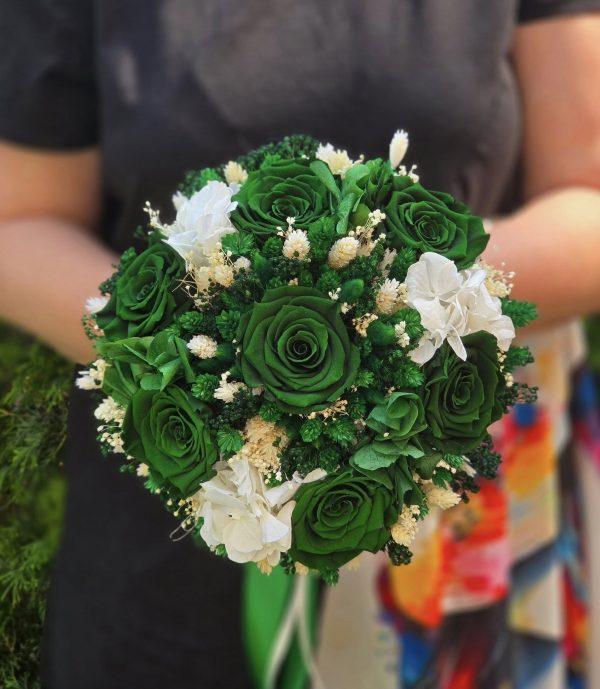 buchet mireasa verde smarald