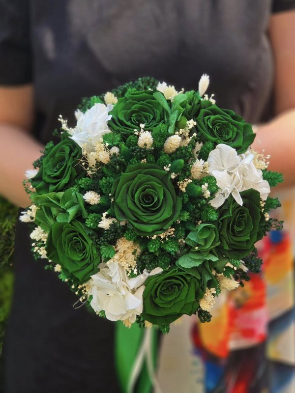 buchet mireasa verde smarald