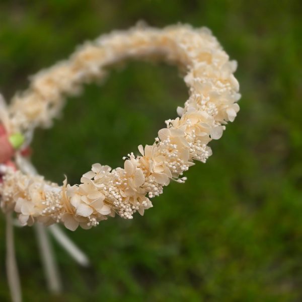 Coronita premiere cu hortensie alb/crem