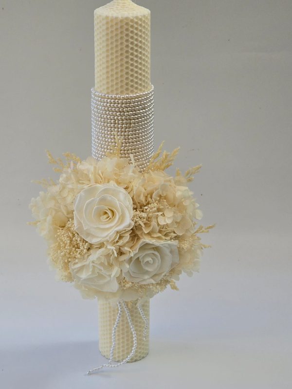 Lumanare botez/nunta „Ivory Pearl Elegance”