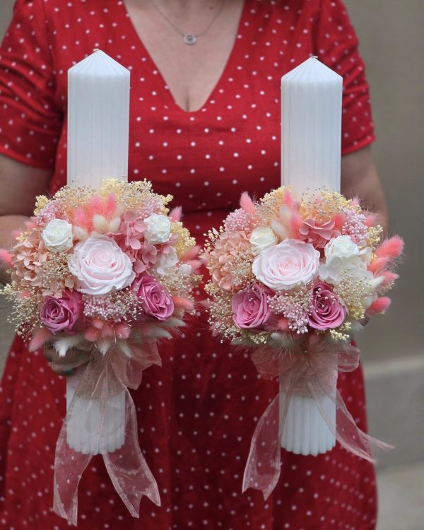 Lumanari nunta in nuante de roz